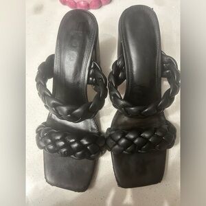 Black braided heels